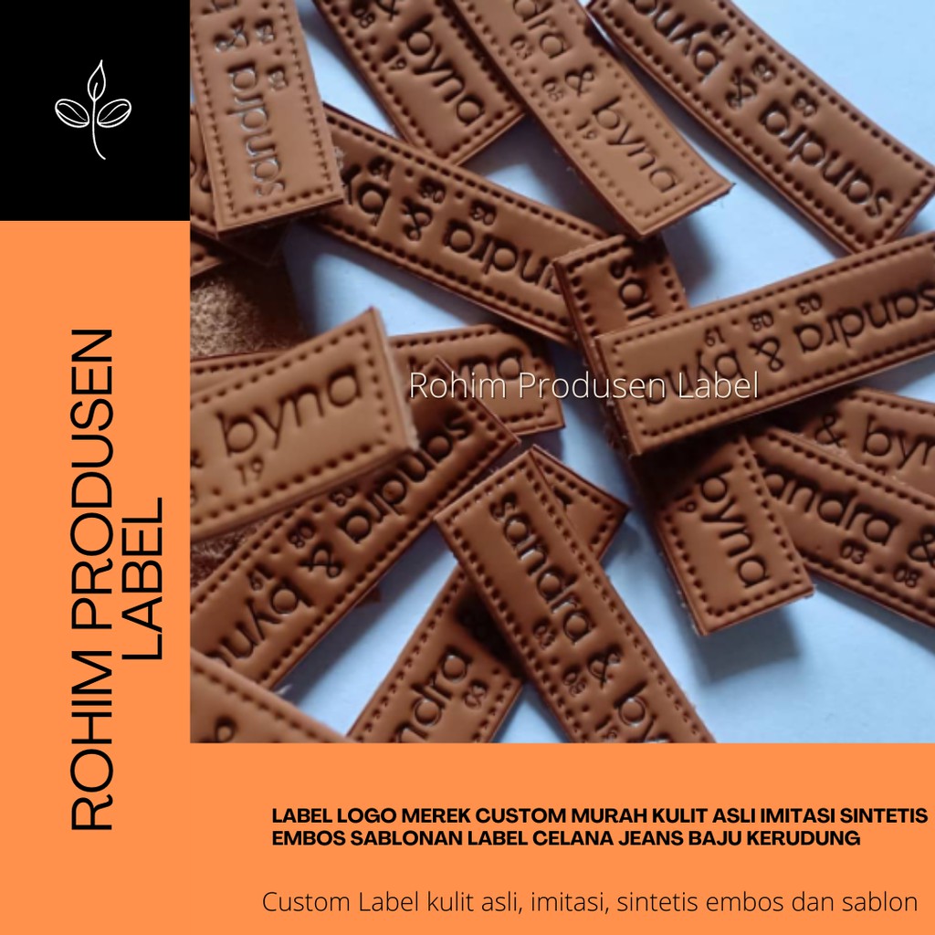 Label Logo Merek Custom Murah Kulit Asli Imitasi Sintetis Embos Sablonan Label Celana Jeans Baju 8