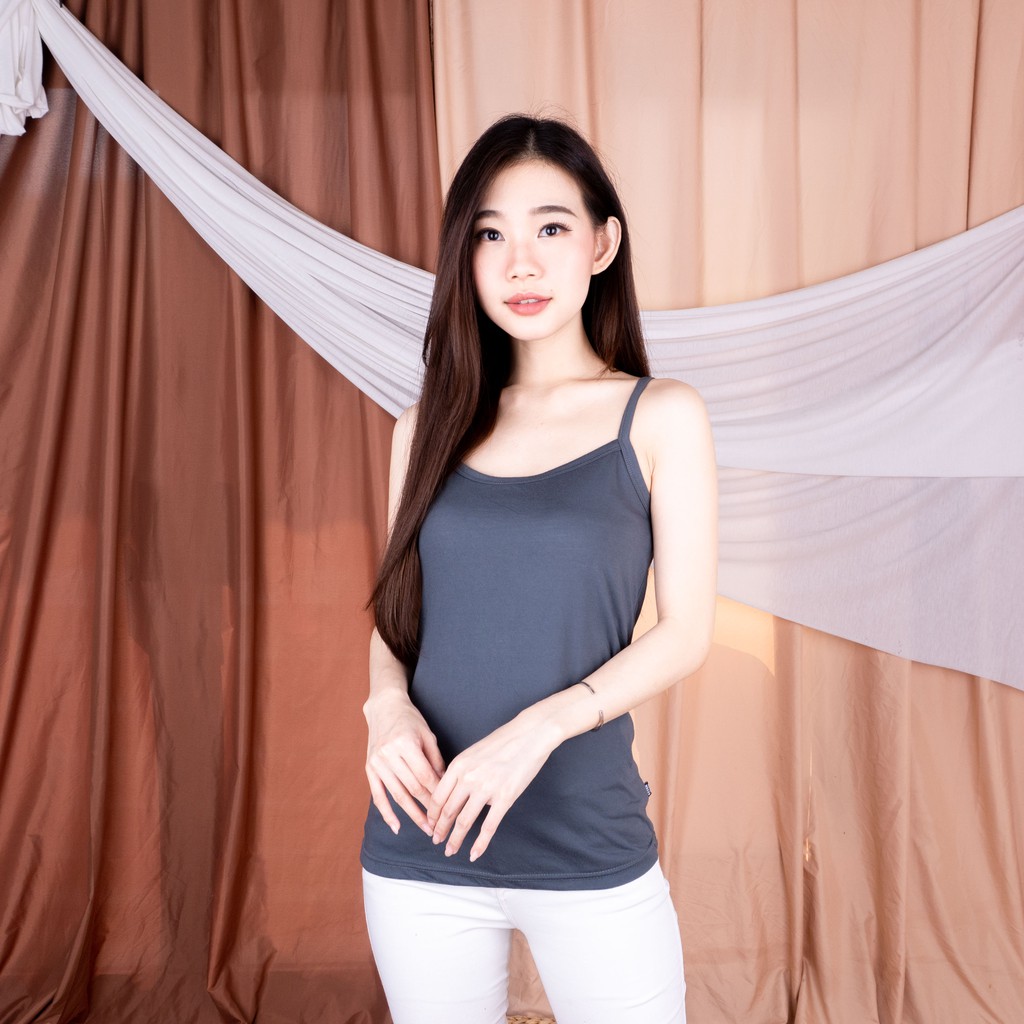 BEE - Tangtop premium Wanita / Tanktop ESSEN / Tank Top Tali Kecil / Singlet Wanita Exxen-ABU TUA