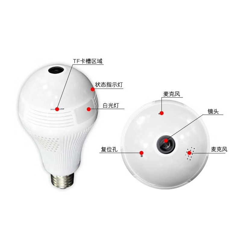 Kamera Bohlam LED Kamera CCTV Bulb Lampu 130W Spy Wireless Wifi Panoramic