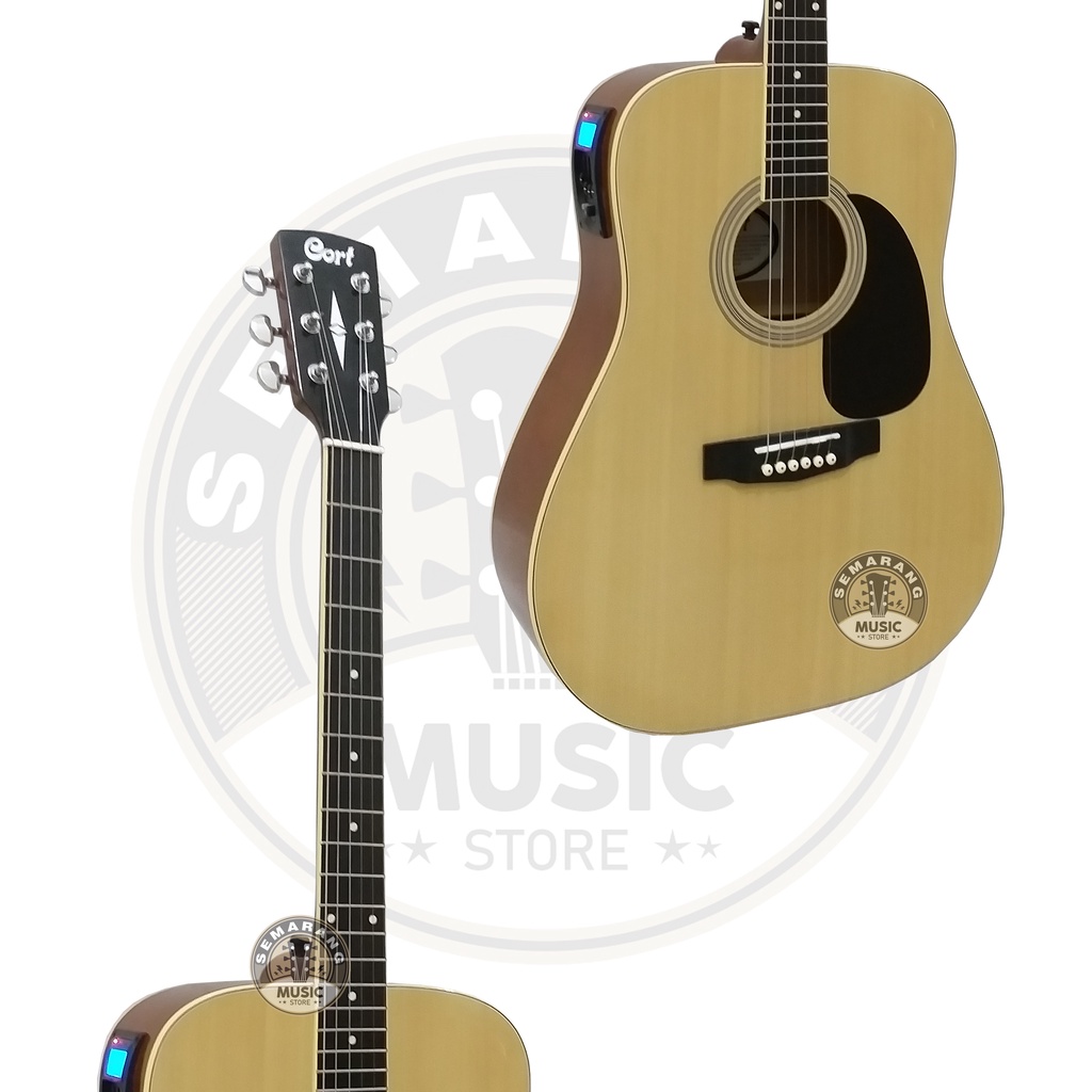 Gitar Akustik Elektrik Cort Custom Equalizer Tuner LC Prener Custom Paket Super Komplit