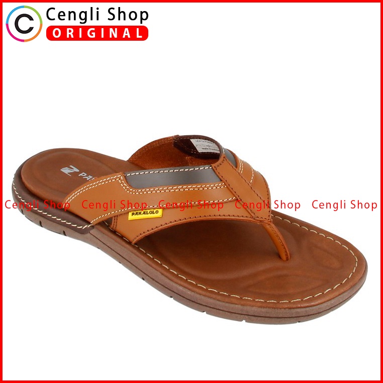 SANDAL JEPIT KULIT PAKALOLO PRIA ORIGINAL CASUAL ASLI COKLAT PB38