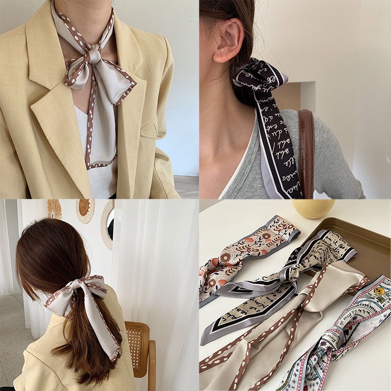 HIGH-END KOREAN SILK SCARF BAG SHAWL RIBBON STYLE FLOWER LETTER BASIC MOTIF TWILLY FEMALE WOMEN HAIR NECK/ PITA SYAL TAS KOREA RAMBUT LEHER TANGAN WANITA MODEL DESAIN VINTAGE RETRO SATIN MATERIAL MINI FASHION BANDANA KATUN SUTRA DASI POLOS SELENDANG