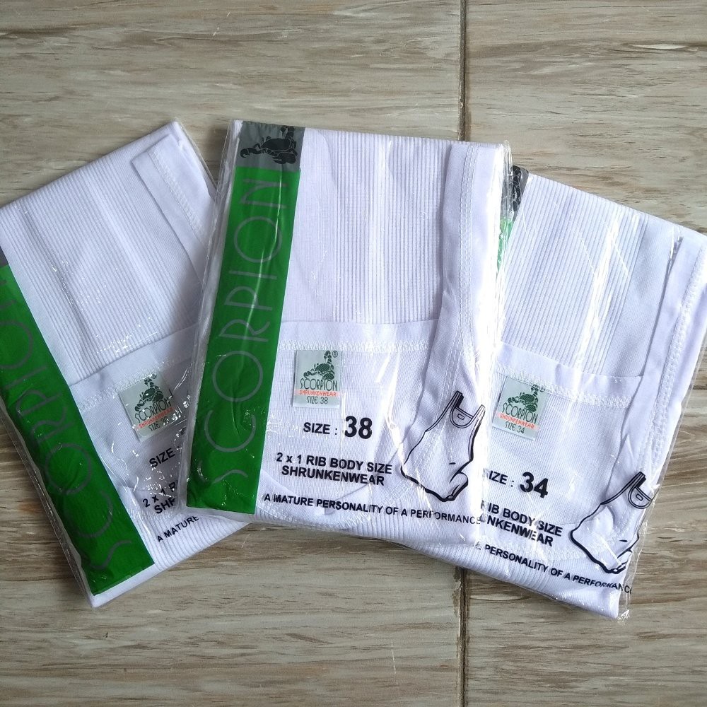 1 Pcs Kaos Dalam Scorpion - SInglet Pakaian Dalam Pria Dewasa - Putih