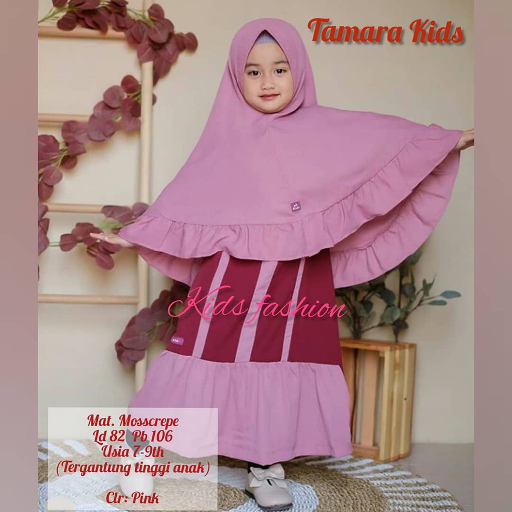 TAMARA SYARI KIDS BO 7-8 TAHUN Kain MOSSCRAPE Gamis Anak Perempuan Dress Anak Murah Gamis Anak Model