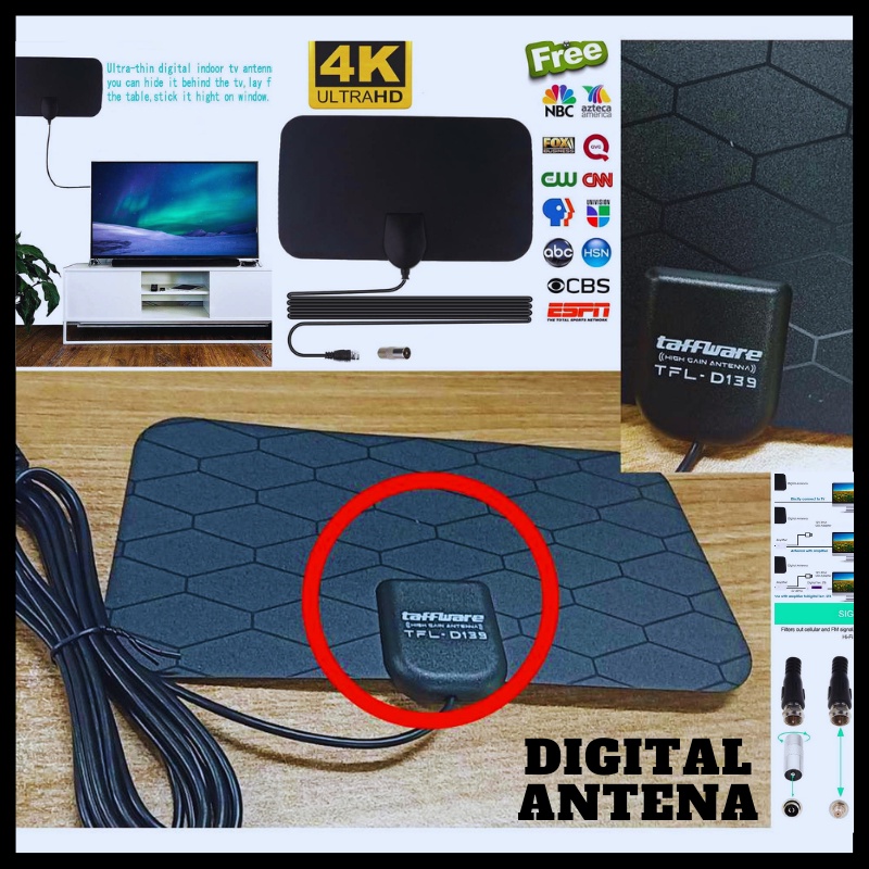Antena TV LED Digital Indoor Antena TV Dalam HD UHF Tabung  Booster Penguat Sinyal Murah Taffware
