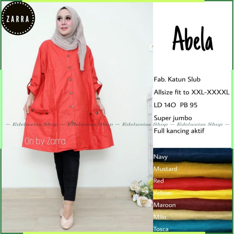 ES - ABELA WAKANDA TUNIK JUMBO LD 140 BIGSIZE BUMIL BUSUI LENGAN PANJANG MUSLIM HIJAB JUMBO XXL