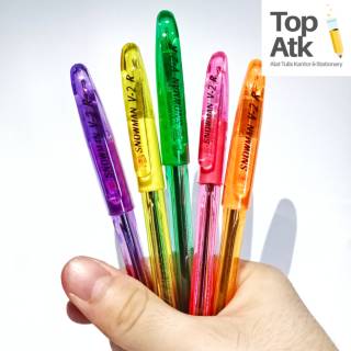 Bolpen Snowman V 2R Warna Warni Colorful Fancy Pulpen 