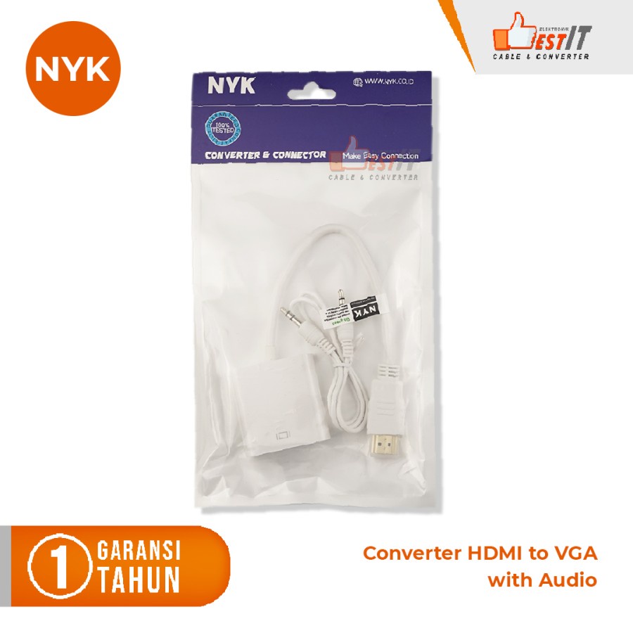 HDMI to VGA Plus Audio Converter Kabel NYK - Converter Kabel HDMI to VGA + Audio