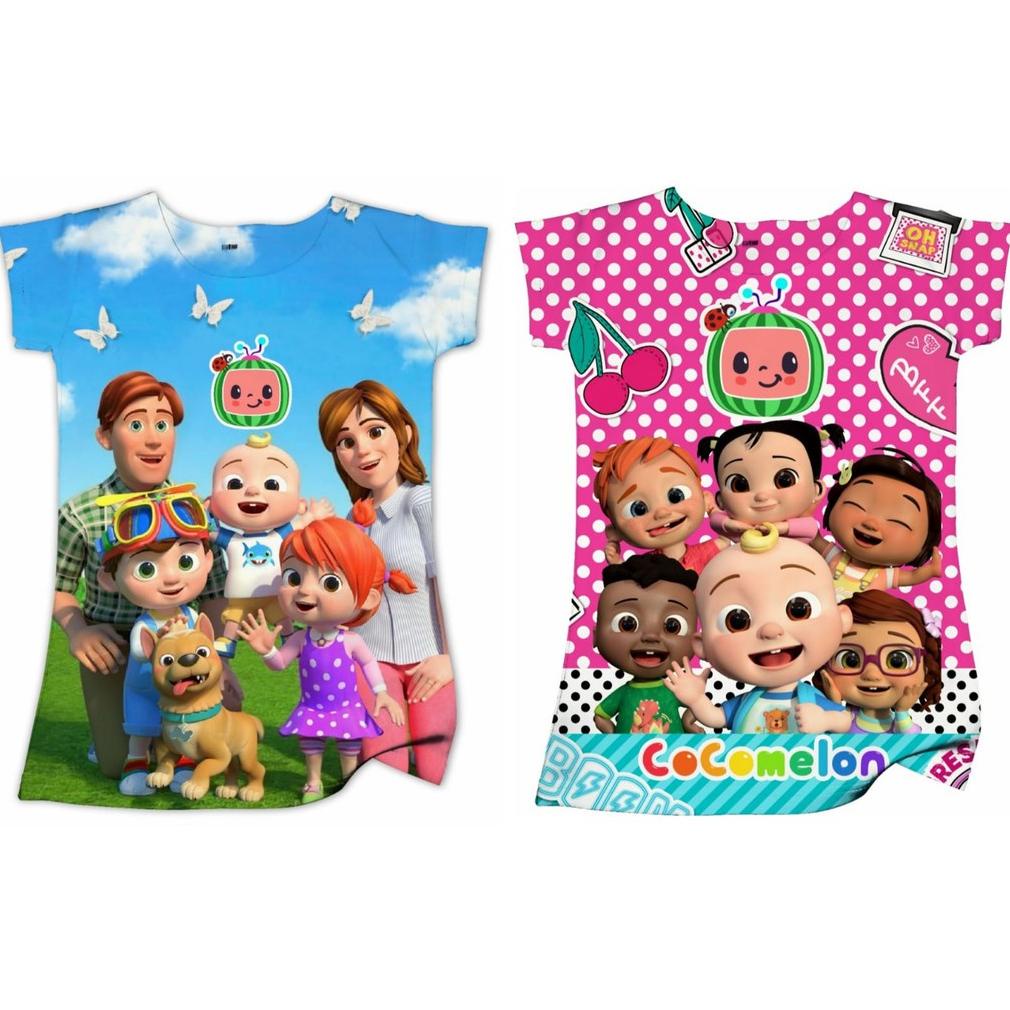 Dress Anak Perempuan Karakter Cocomelon / Baju Anak Perempuan Cocomelon