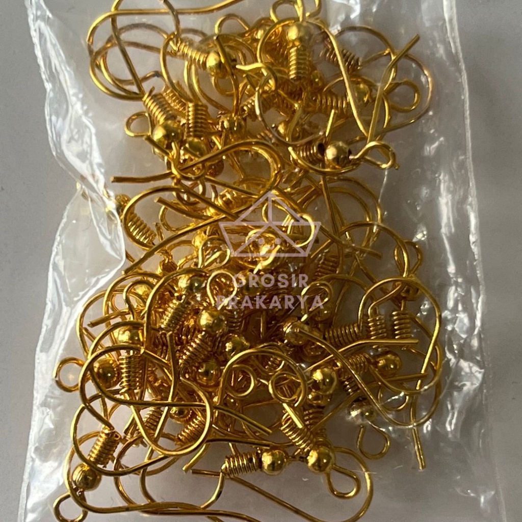 Bahan Kerajinan Kait Anting Seplastik Isi 46 Pasang Warna Gold Silver Bentuk Lengkung Aksesoris Grade A High Quality Murah Kualitas Bagus Material Kuat Tebal Perlengkapan Peralatan Fashion Accessories Wanita Craft Seni Grosir Prakarya Malang