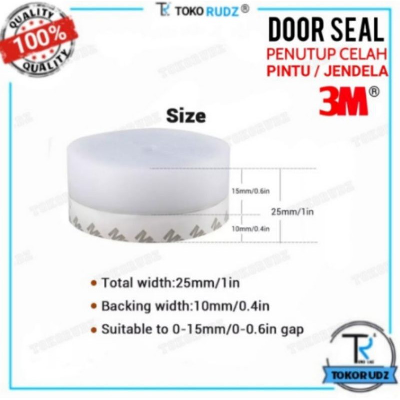 1 Roll Door Seal Karet Penutup Lubang Pintu Celah Jendela 3M Original
