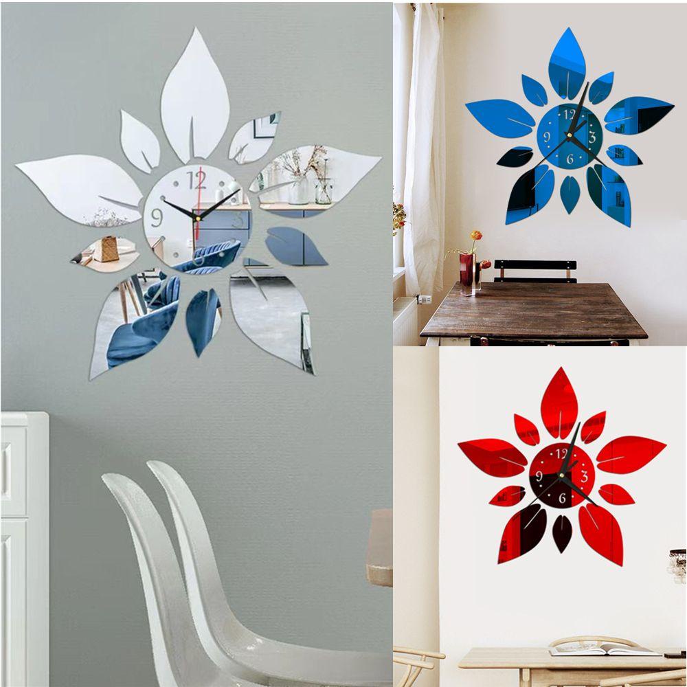 R-flower Mirror Jam Decal Akrilik 3D DIY Gantung Bunga