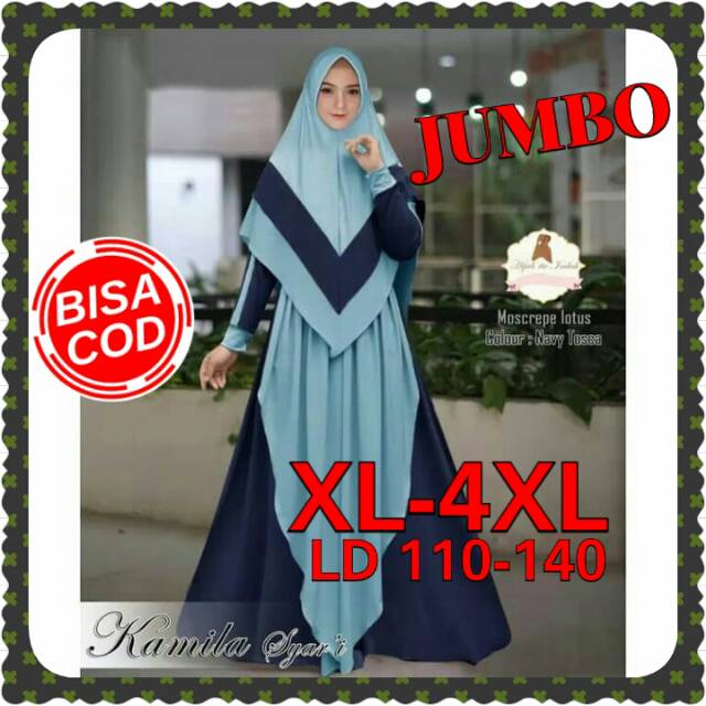 Gamis jumbo Kamila LD 140 Baju wanita Big size XXXXL
