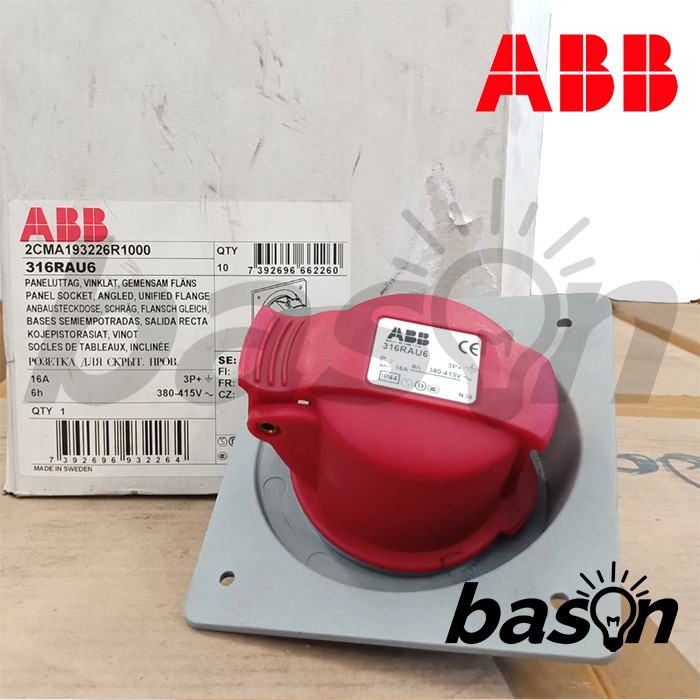 ABB Panel Socket 316RAU6 - 16A 380-415V IP44 3P+E | Red