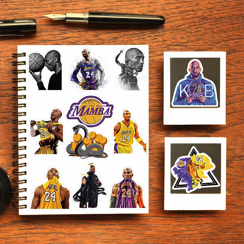 50 pcs Basketball Stickers Kobe Bryant Sticker Waterproof Kids Toy Stickers for Luggage Laptop Phone Skateboard Decal