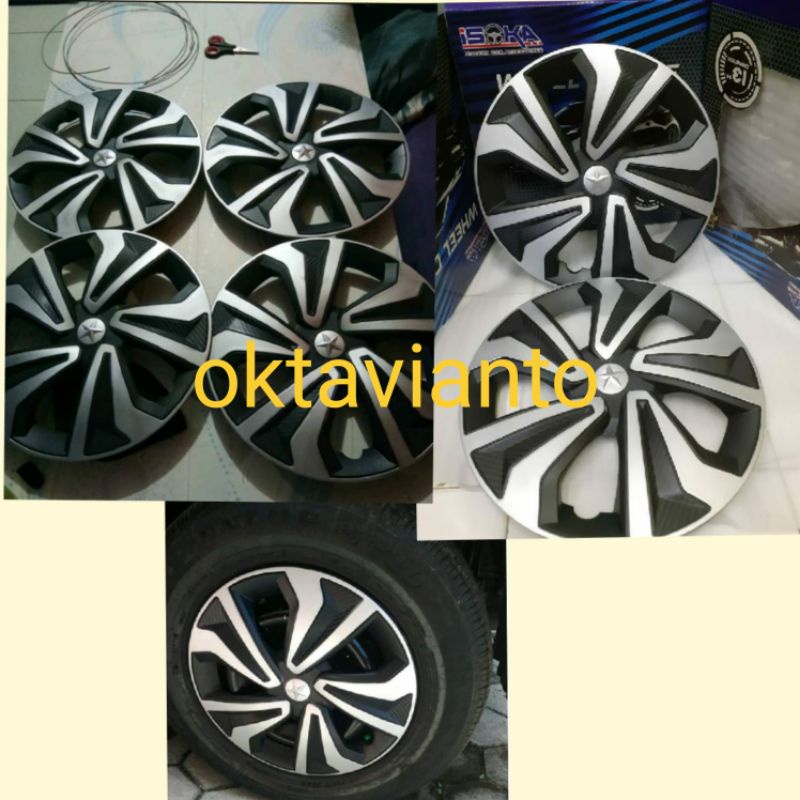 dop velg ring 13&14 hitam list silver mobil universal  carry calya
