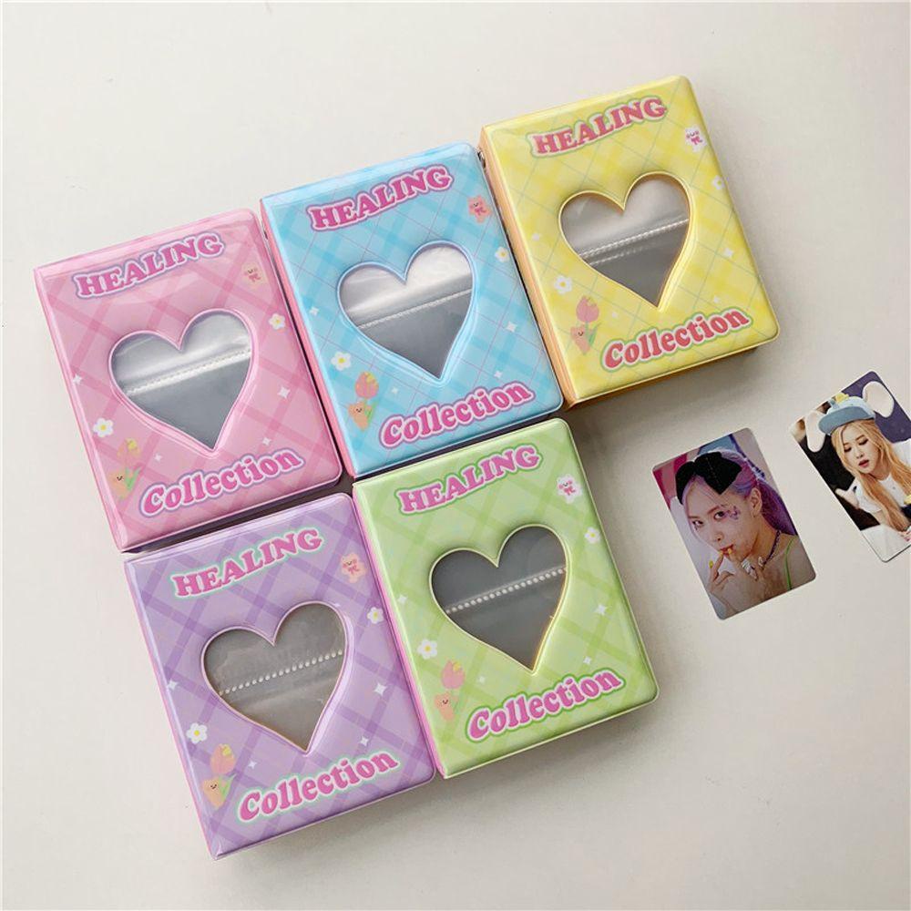 Agustinina Album Foto Kawaii Heart Bear Collection Buku ID Holder Binder Album Kartu Nama Kpop Card Binder