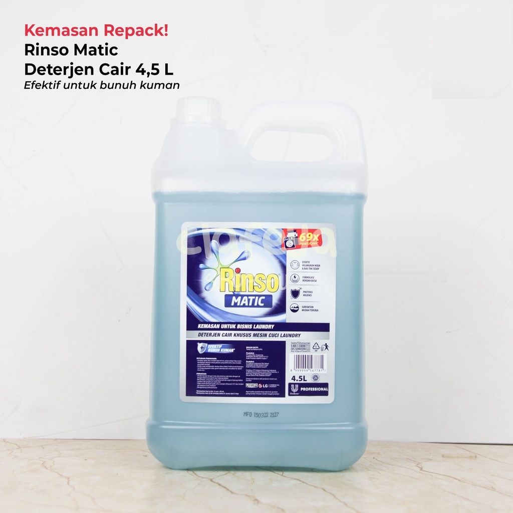 PERA620  RINSO DETERJEN CAIR SABUN CUCI MATIC PROFESSIONAL LIQUID 4,5 ltr