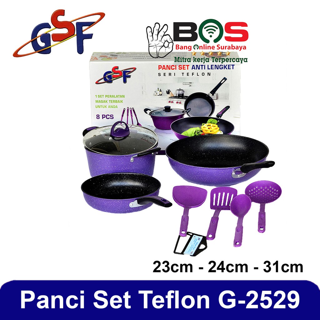 Panci Set 8pcs Wajan Set Teflon Anti Lengket GSF 2629 GSF-2629 + Utensile