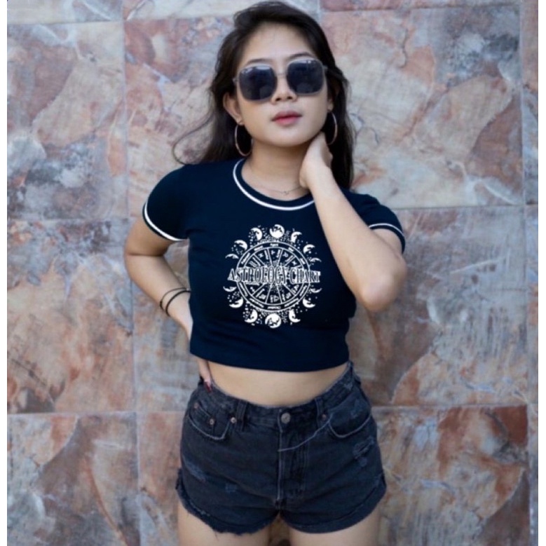 BEFAST - ZGW OOTD Kaos Crop ATHA / Crop List Astrologi (LD 88 , P 45) / Pakaian Kaos Crop Wanita / Crop Top Motif / Kaos Crop Kekinian Remaja Wanita / Tshirt Lengan Pendek / Termurah