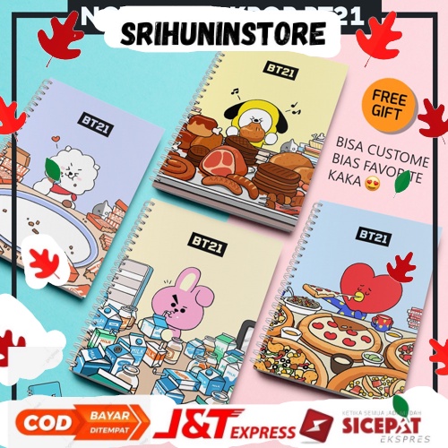 

Srihuninstore - Notebook A5 Custome Buku Tulis Buku Catatan Kpop Bts Buku Agenda Bt21 Isi 50 Lembar Bookpaper 70gr Polos/Bergaris