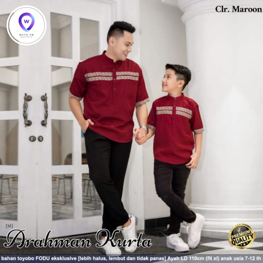 Koko Kurta Dewasa FF Pria Lengan Pendek / Koko Couple Ayah dan Anak Katun Toyobo Import Fit to XXL / Koko Kurta Pakistan