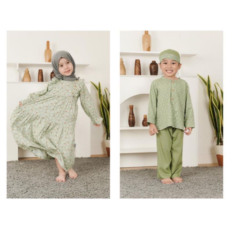 Little Palmerhaus RUFFLE GAMIS + KNOT HIJAB Anak / Gamis Raya Collection 2022