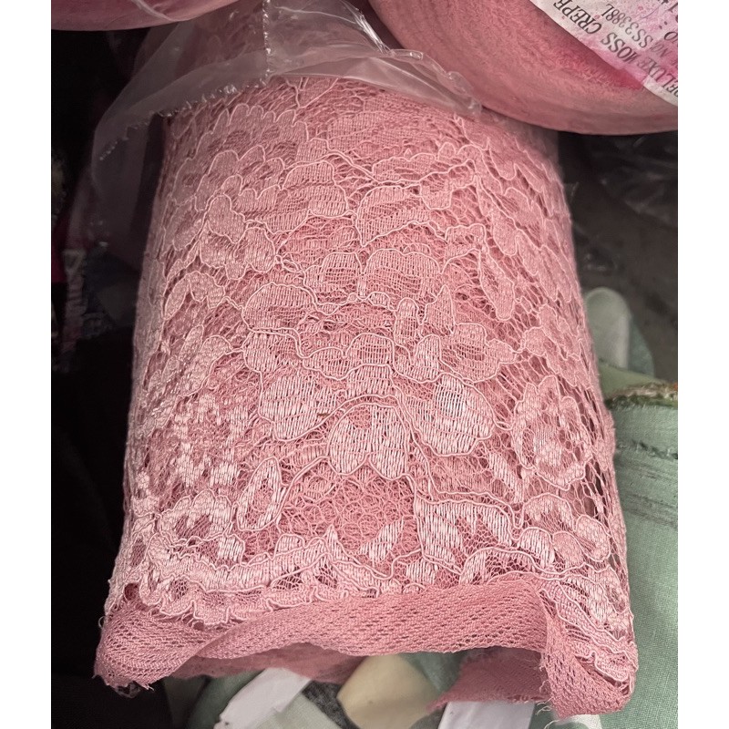 Kain BROKAT CORD LACE NON GLITTER-Dusty pink muda