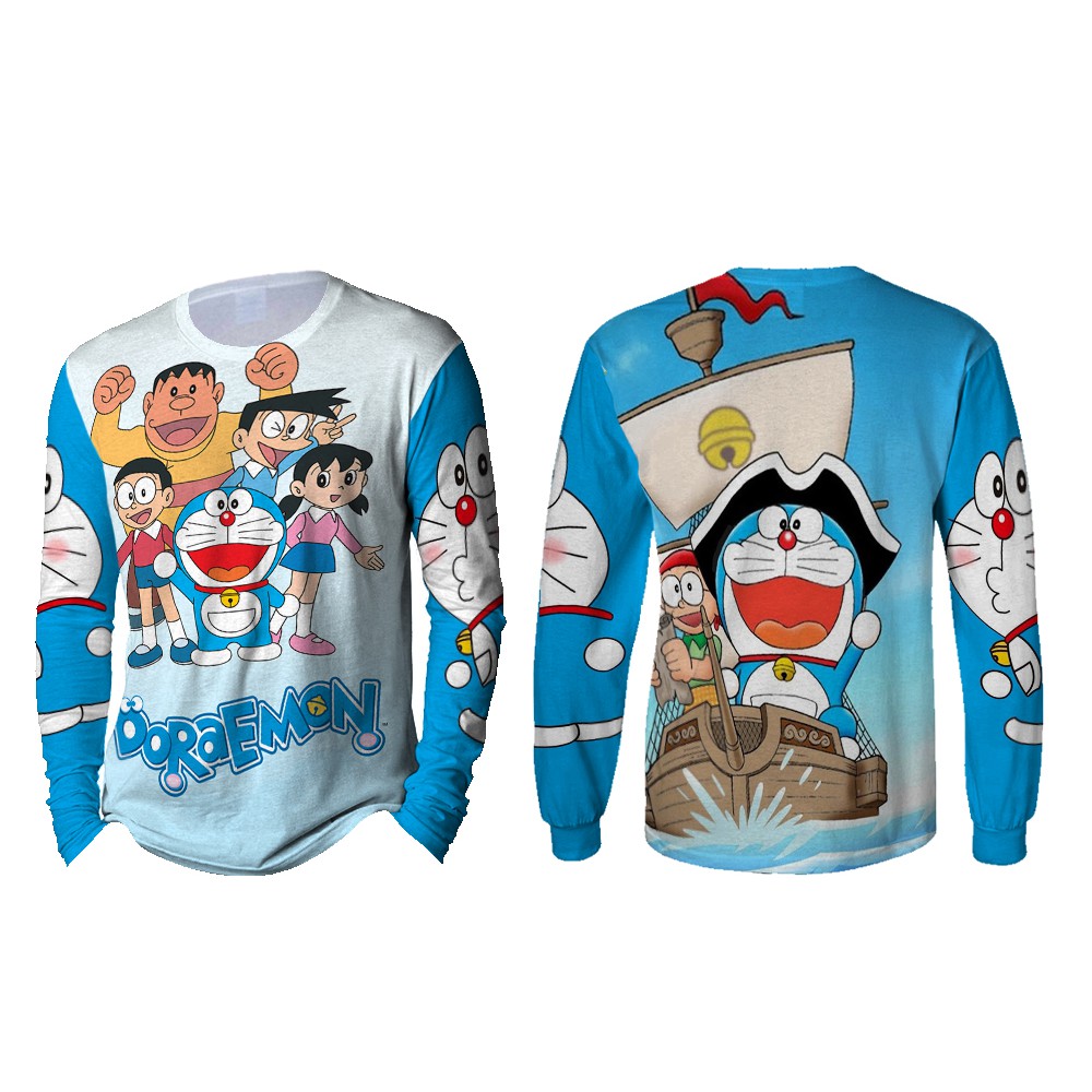 Kaos Pria Lengan Panjang DORAEMON 3D Full Print Sublimation 002