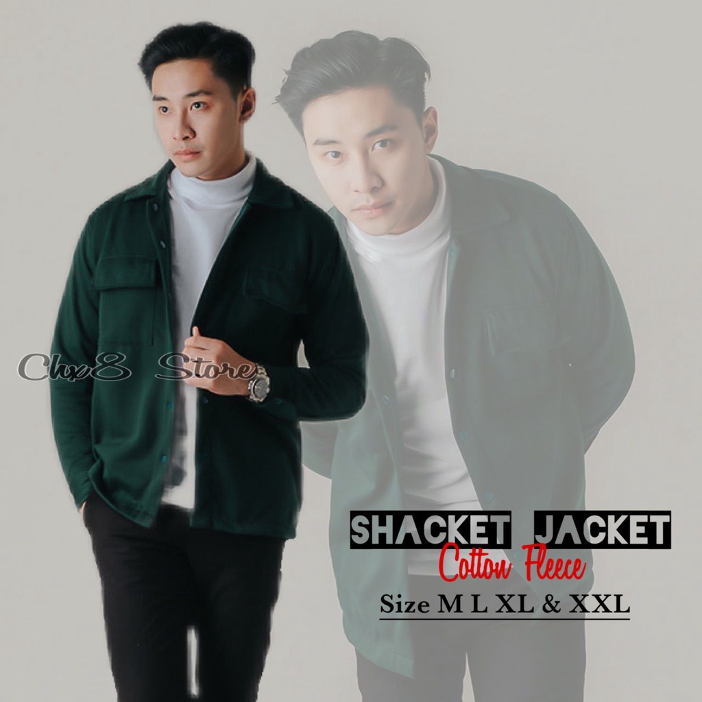 CHX8 SHACKET JACKET PRIA FLEECE COTTON SIZE M L XL XXL Shacket Jacket Pleece Jaket Pria Ukuran Besar