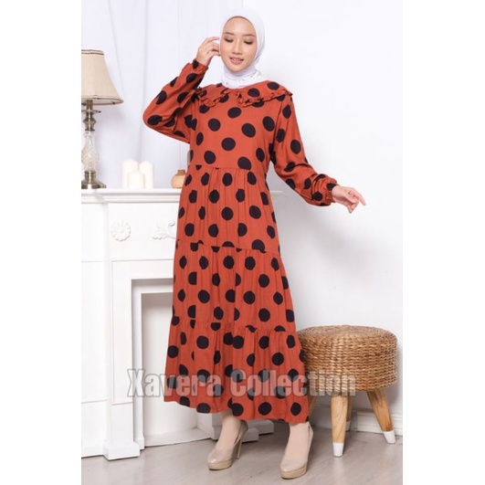 XC - Midi Dress Polka 07 / Dress Wanita Terbaru / Dress Wanita Polkadot