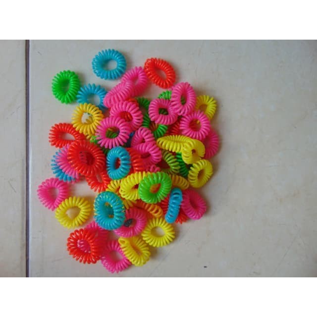 Ikat Rambut Spiral Warna Warni Bahan Plastik 1 Pcs