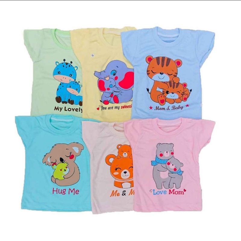 Baju Bayi 1 pcs Oblong Baju Tangan Pendek SML  Keyko Velvet Libby Junior Animal/Triangle Tangan Pintar Kaos Oblong Libby Print Kaos Oblong Lengan Pendek Baju Kaos Bayi Baju Kaos Anak Oblong Velvet Junior Bahan Katun Cotton Lembut SNI