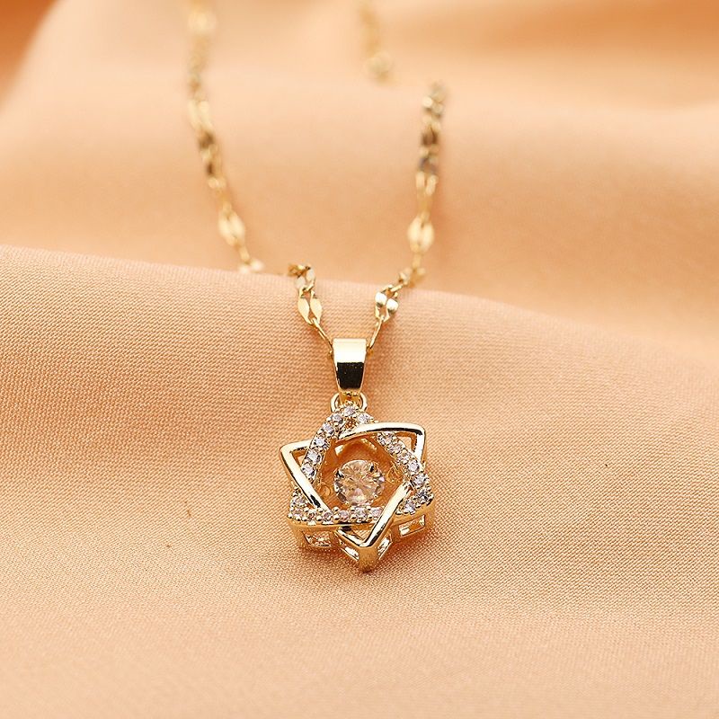 Kalung Titanium Wanita Anti Karat Bintang Liontin Berlian Liontin Grosir Korea Fashion Aksesoris