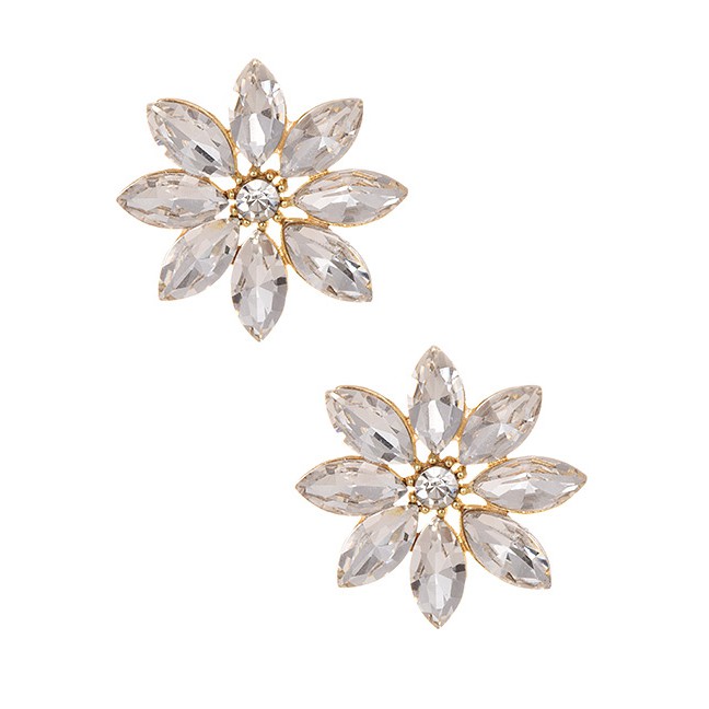 LRC Anting Tusuk Fashion Alloy Diamond Flower Earrings F99898