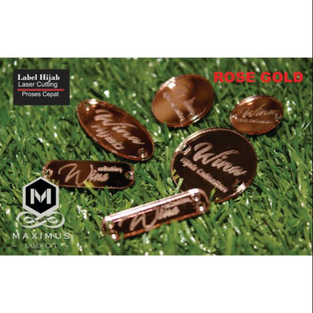 

Label Hijab / Rebranding Hijab / Label pakaian / Label Akrilik / Acrylic / Label Baju Rose Gold 2mm