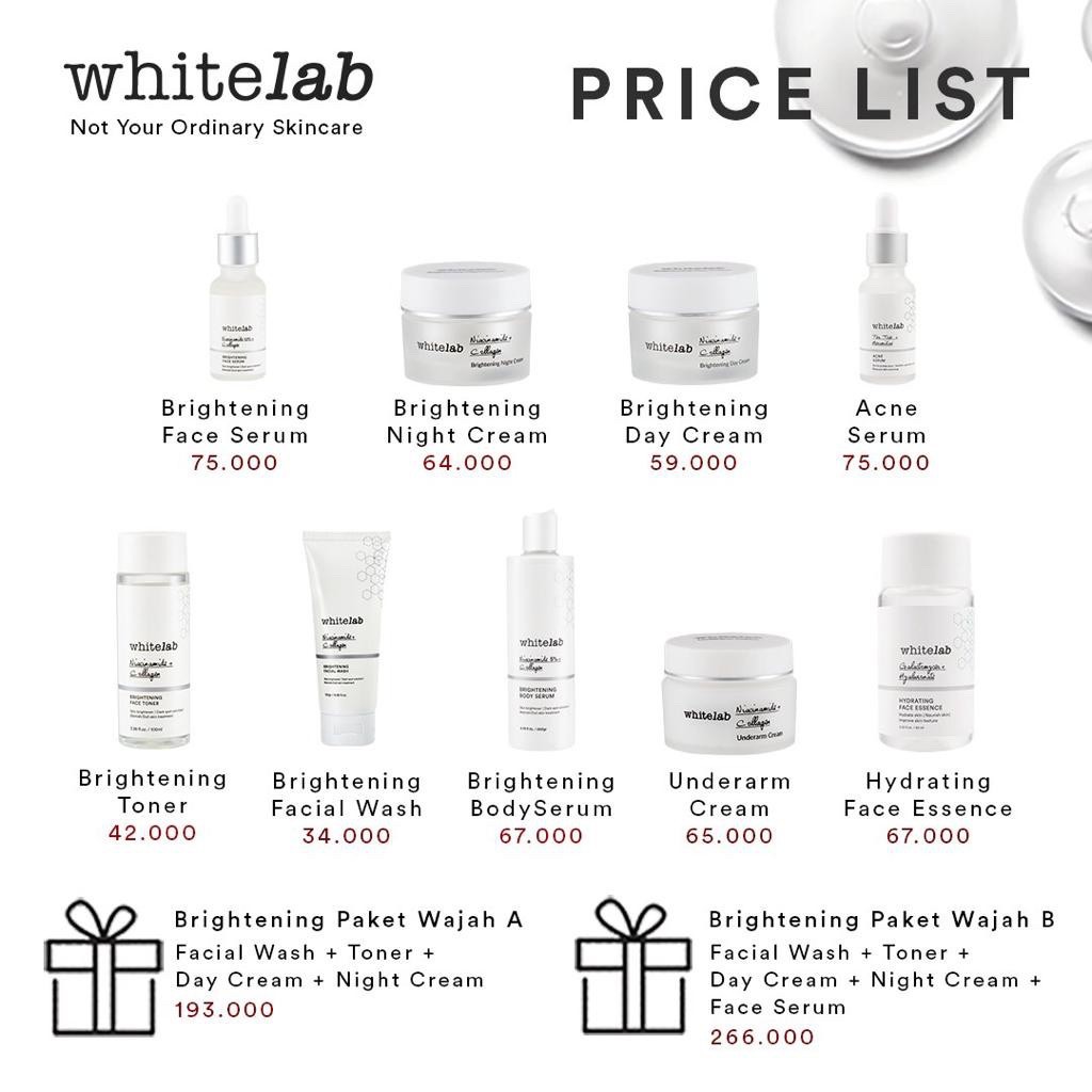 WHITELAB Acne Soap Indonesia / Facial Wash Hydrating Essence Toner Serum Ampoule Day Night Underarm Eye Cream Sunscreen Clay Mask Masker Gel Body / Face Brightening Mugwort Heartleaf Niacinamide Peeling Calming Paket Wajah Lengkap Set Sabun Krim Pelembab