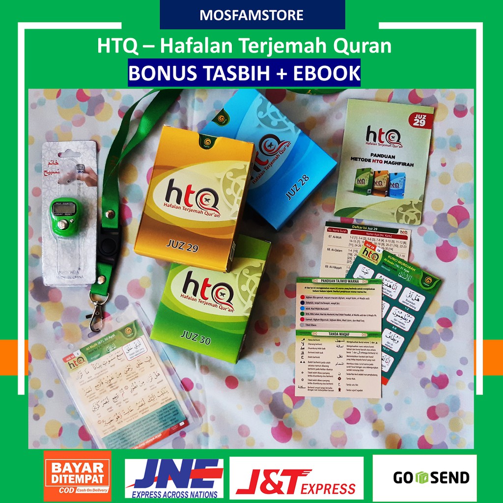 HTQ - Hafalan Terjemah Quran Al Quran Kartu Per Juz - 28,29,30 dan Bundling 3 Juz Bonus Tasbih