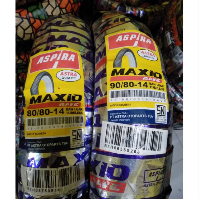 Paket ban tubles matic Aspira maxio UK.80/80 + 90/80.14 free pentil