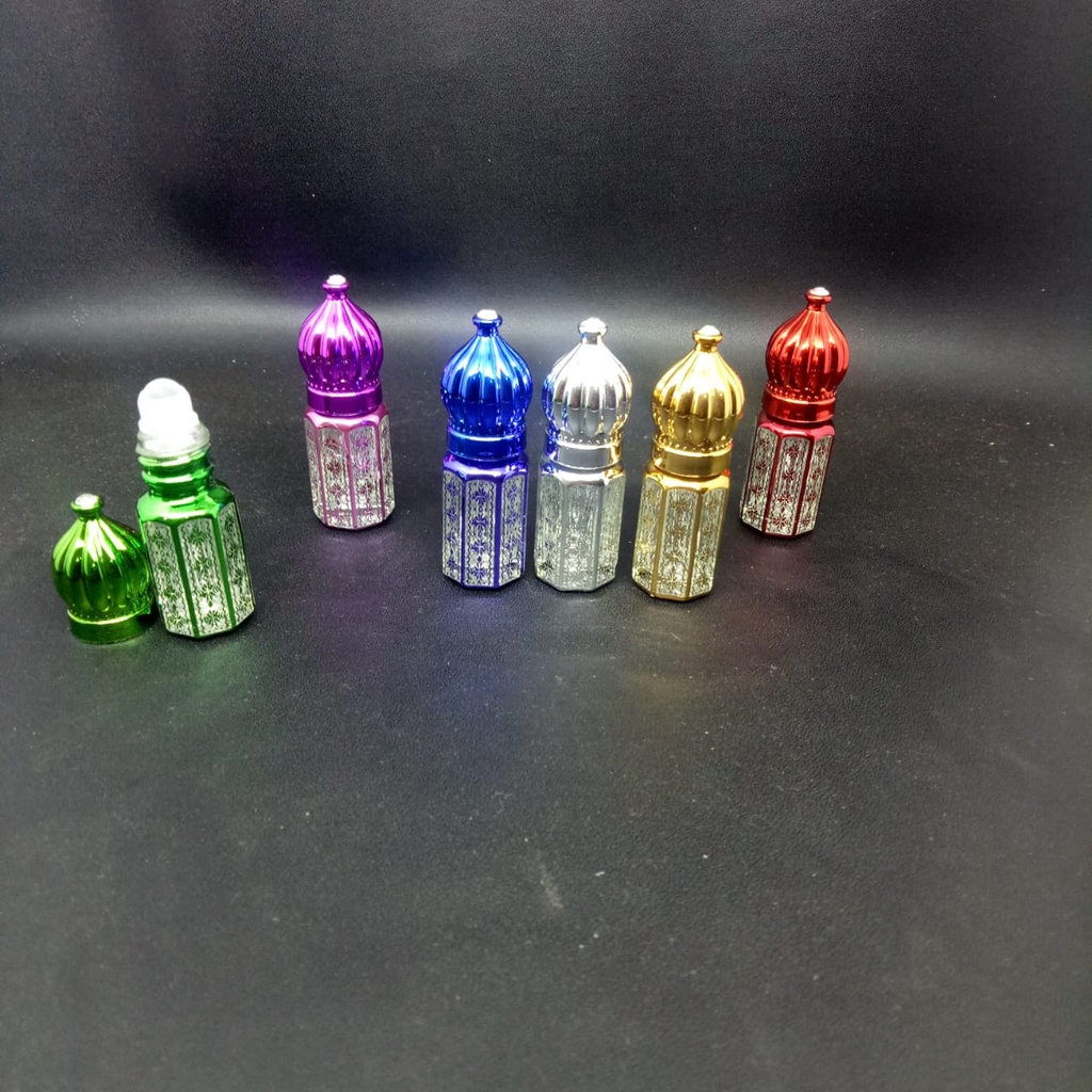 Botol Parfum Roll On Tola kubah Rainbow 3ml harga per 6 pcs random