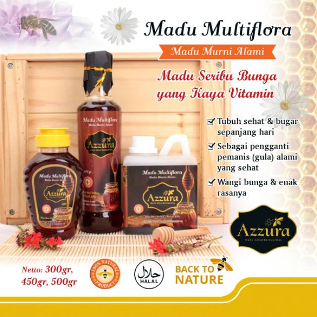 

Madu Azzura Multiflora Asli Murni dan Alami Lebah Apis Mellifera