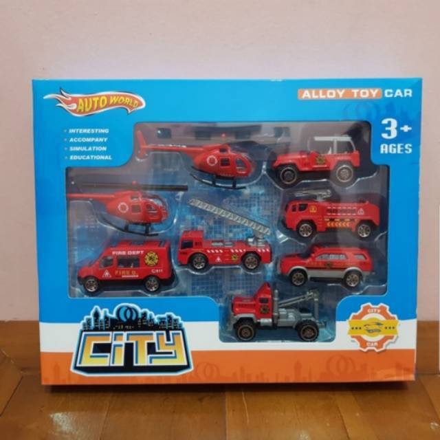 Set Diecast Kendaraan Pemadam Kebakaran - Mainan Diecast Mobil Pemadam Kebakaran - Set Diecast