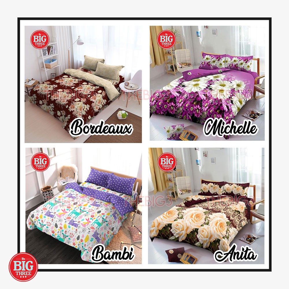 KINTAKUN Bedcover + Sprei Rumbai 160x200 Bordeaux Bambi Michelle Anita - Queen 160 BC OB bunga