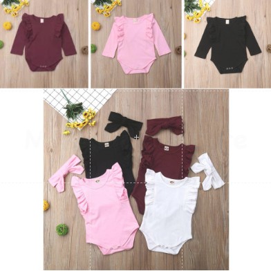 kiddiwear Jumper Bayi Perempuan dan Bandana Set Tidak Berlengan dan Berlengan Panjang