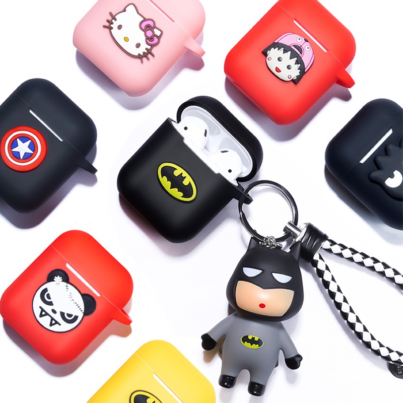 Soft Case Cover Silikon Motif Kartun Marvel untuk Apple airpods