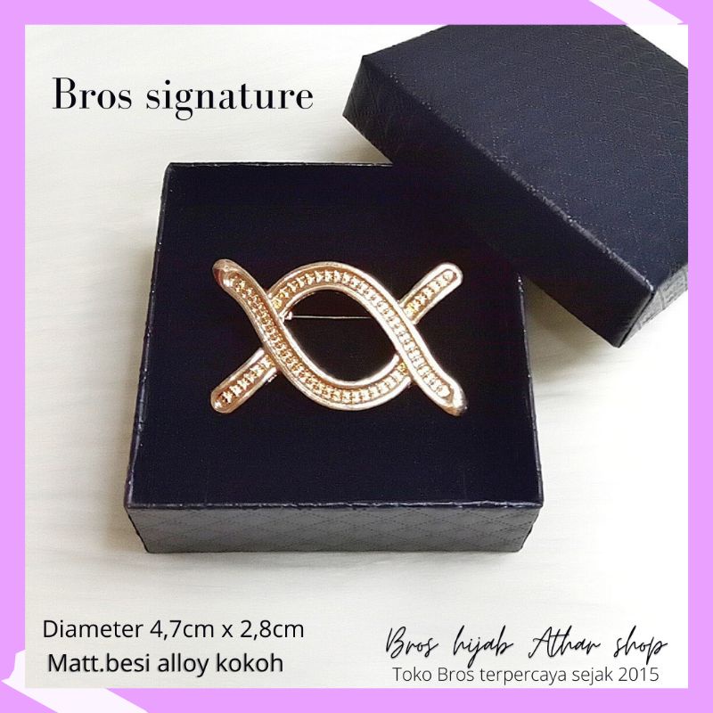 Bros B/bross signature branded /brooch button/Bros hijab buttonscarves Athar shop scarves murah-Wk monogram gold
