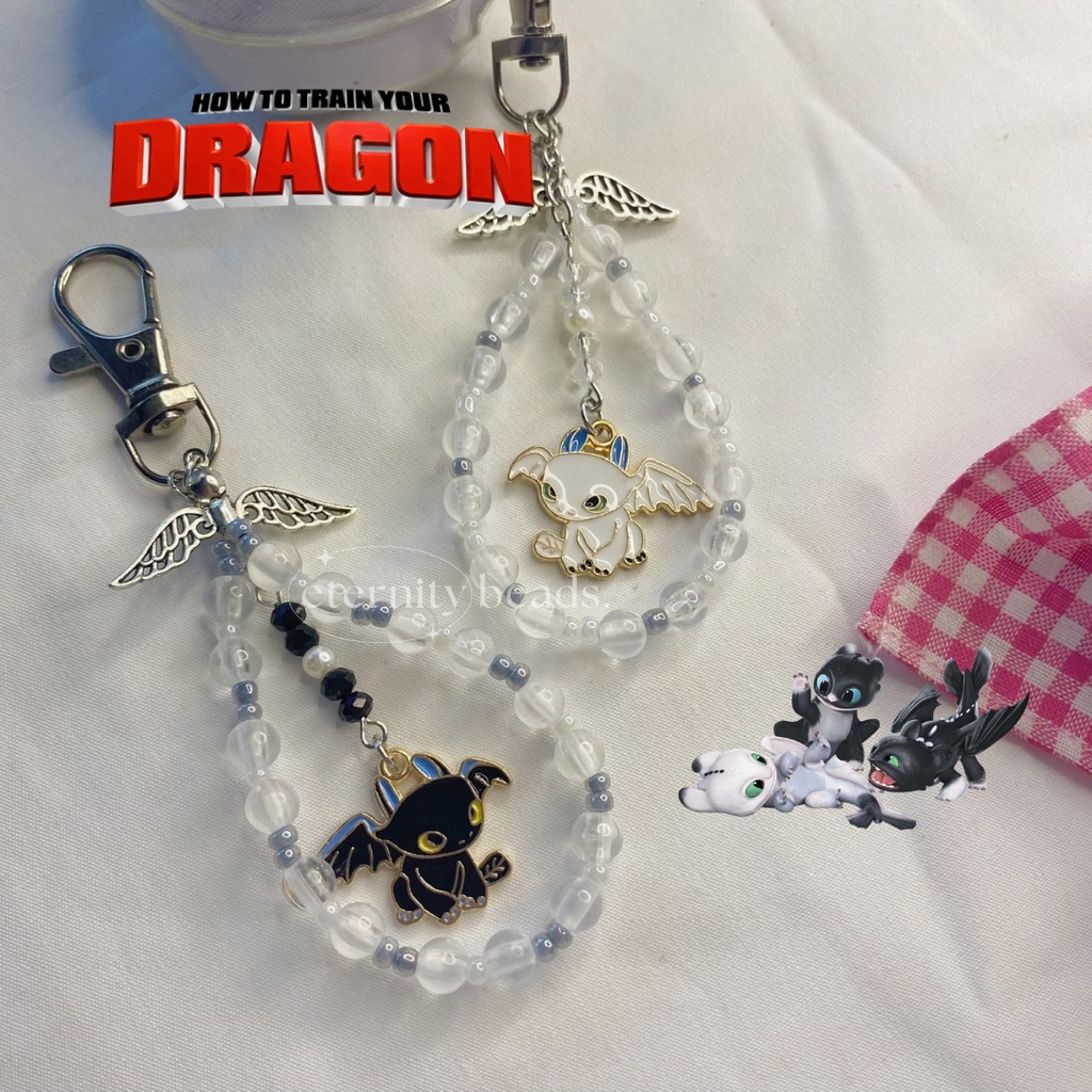 How To Train Your Dragon Keychain | Keyring Couple | Gantungan Kunci Pasangan | Nightfury & Lightfur