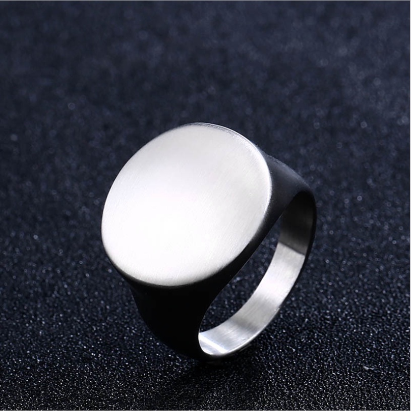 Perak Emas Hitam Cincin Jari Bulat Stainless Steel Dipoles Gaya Sederhana Fashion Pria Punk Rings