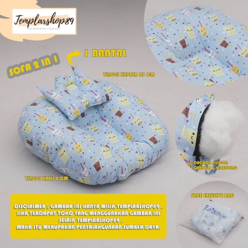 Sofa bayi / baby launger  FREE bantal mahkota bayi dan tas mika.-Bubble blue