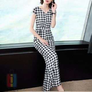  Celana  Panjang Model One Piece Motif Kotak  kotak  Warna 